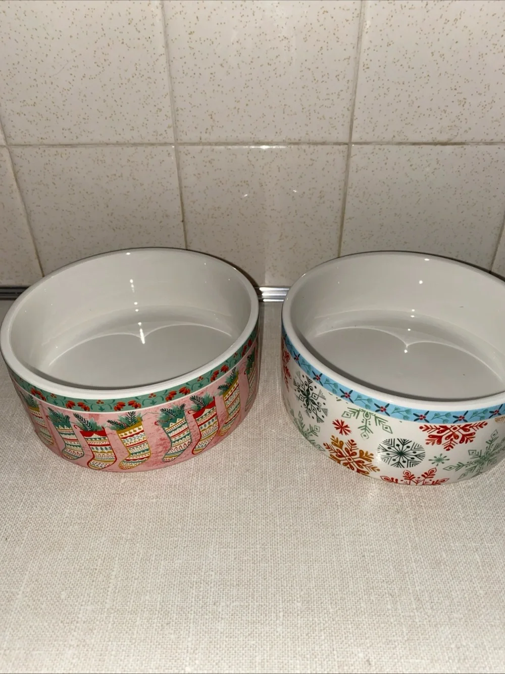 Fitz And Floyd Pet Dog Cat Bowls Set Christmas